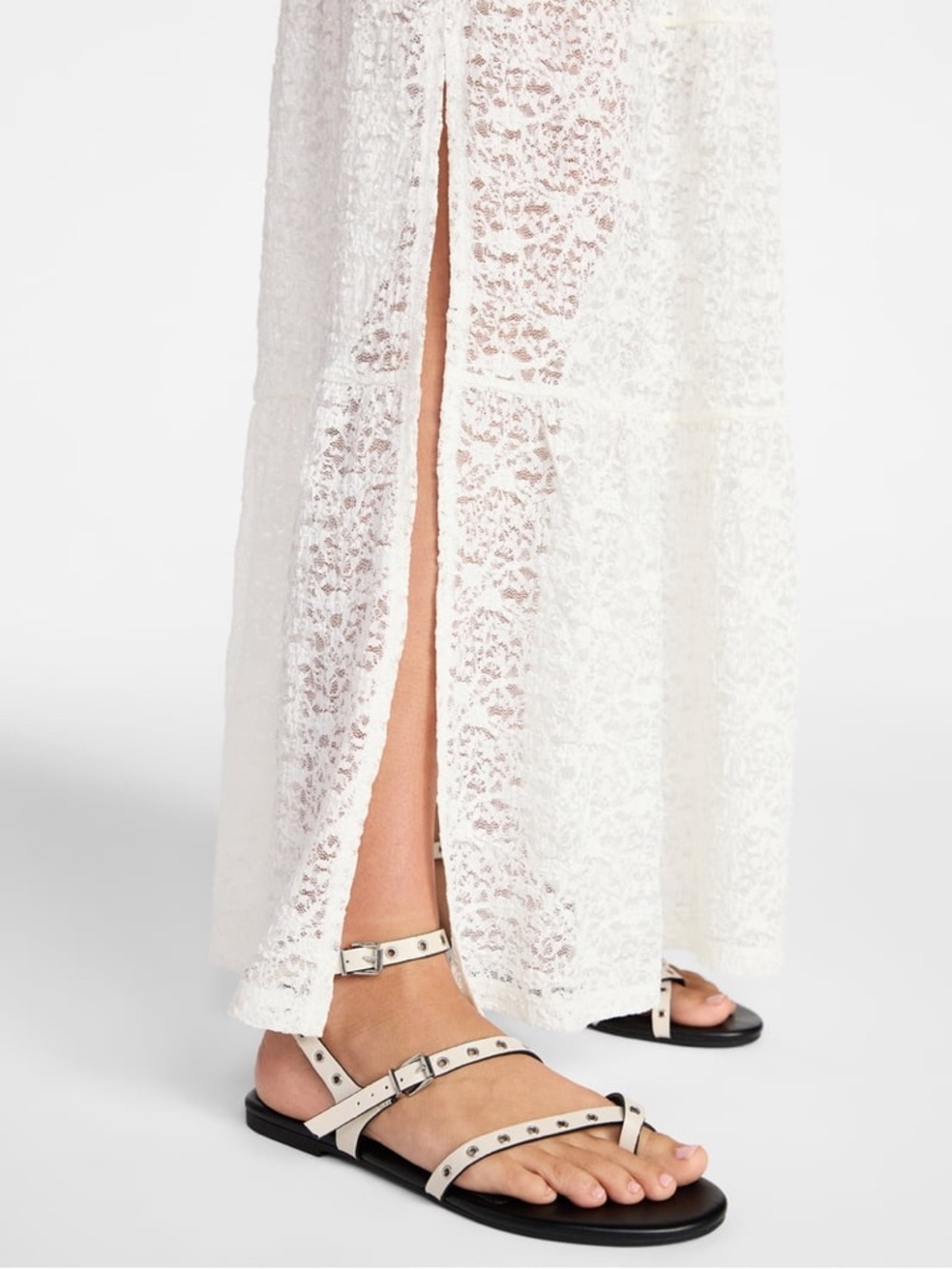 Lace Tiered White Maxi Skirt - Elegant Summer Staple - Picture 3 of 4